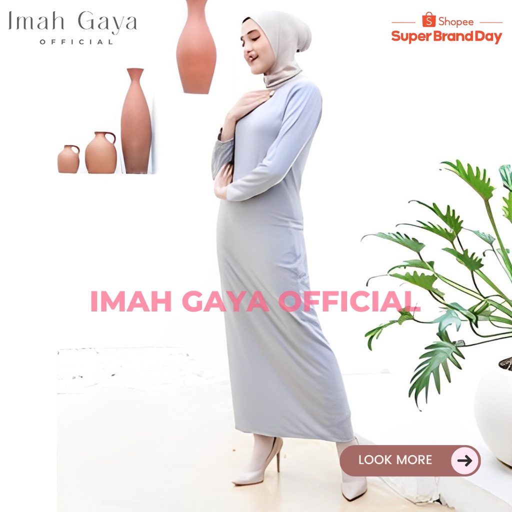 Gamis Panjang Yukensi Wanita Dewasa Standar Polos Spandex &amp; kaos Gamis Kutung Panjang