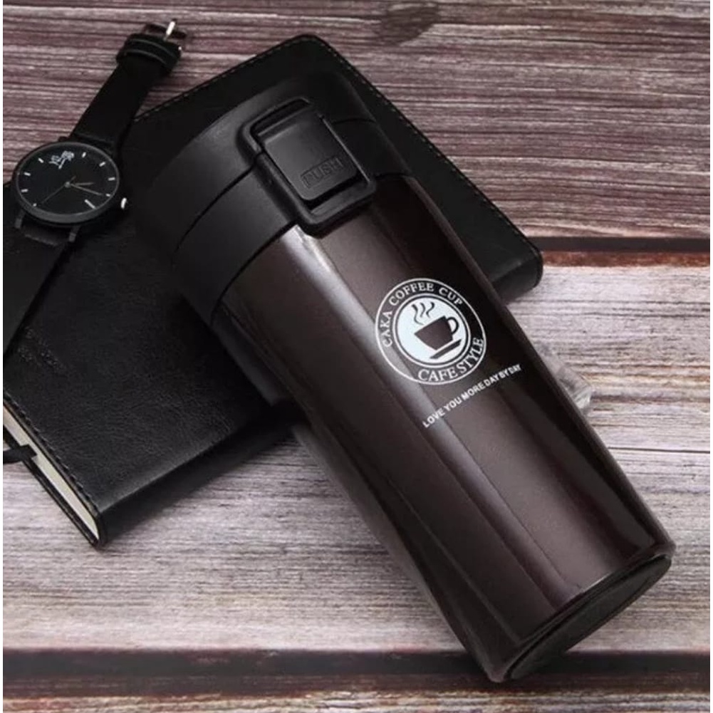 Termos Coffee Mug 380ml Tumbler Kecil Mini Stainless Steel Vakum-Botol minum Viral Design Terbaru Kekinian Berkualitas Thermos Kopi Tahan Lama Untuk Penyimpanan Tahan Air Panas Dan Dingin 24 Jam High Quality