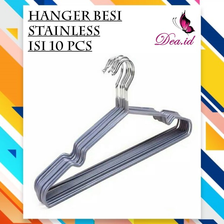 [DEASHOP] HANGER BAJU BESI STAINLESS 1 PAK ISI 10 PCS 41 CM / HANGER BESI STAINLIST / HANGER BAJU