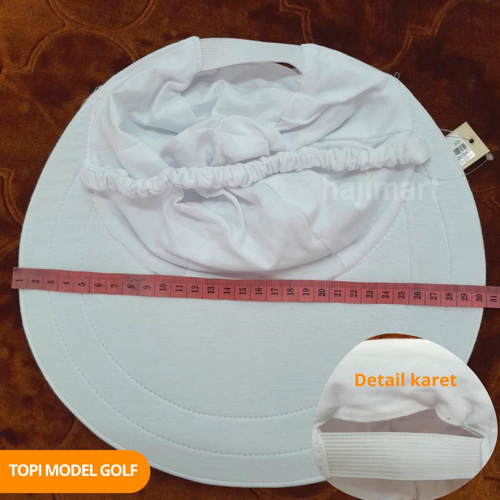 TOPI HAJI UMROH MODEL GOLF / TOPI PUTIH / PERLENGKAPAN HAJI UMROH