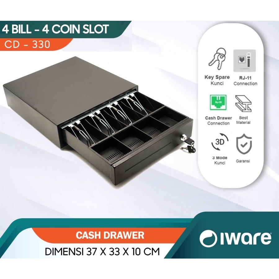 Paket Alat Kasir Mesin Kasir Cashdrawer Laci Kasir, Printer, dan Barcode Scanner