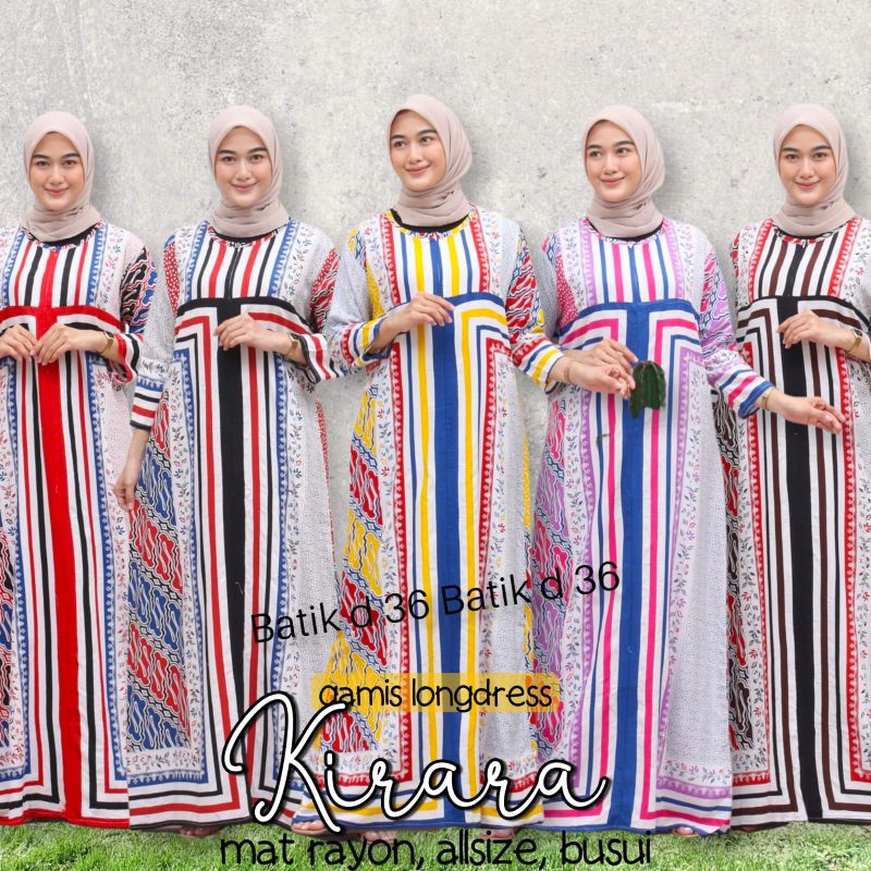 Gamis Wanita long dress Kirara New motif Salur Bahan Rayon Batik Halus