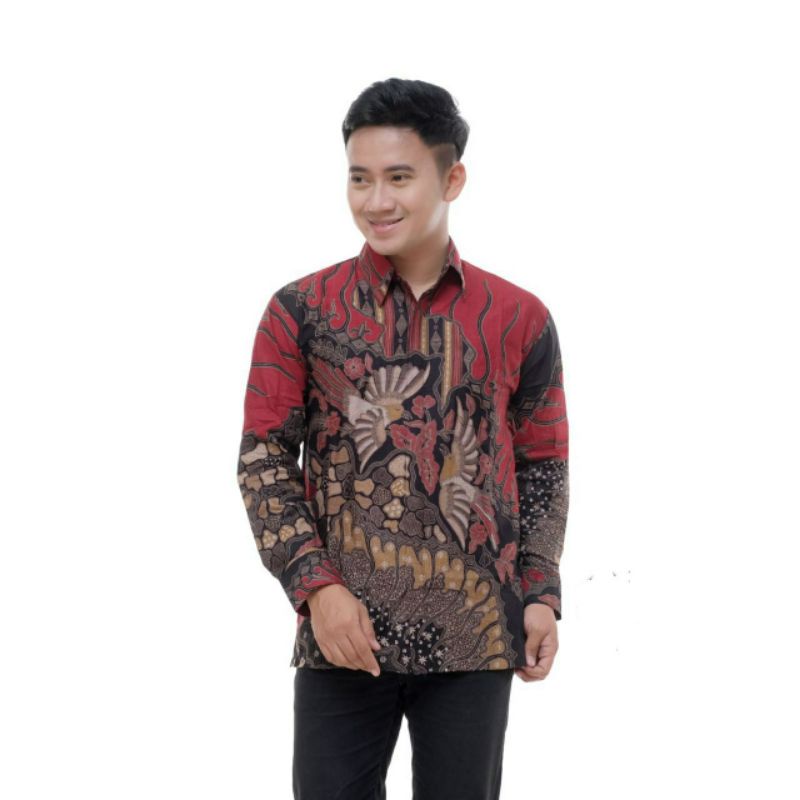 Batik Pria Lengan Panjang Modern 2021 Kemeja Batik Lengan Panjang Baju Batik Pria New Motif Batik Anggoro Size M L XL XXL