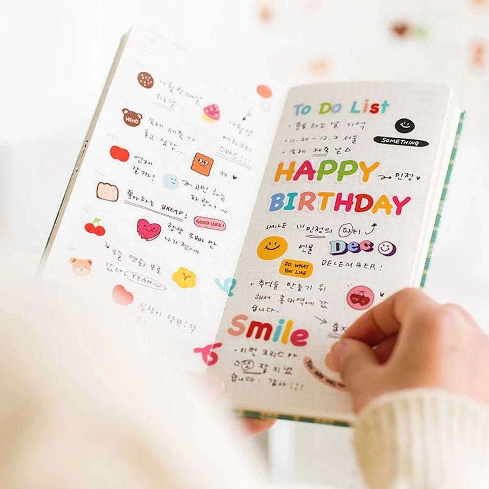 LANFY Creativity Basic Stickers Phone Decoration Material Sticker Flat Stickers Cute Stationery Sticker School Supplies Journal Diary Handbook Decorative Stickers
