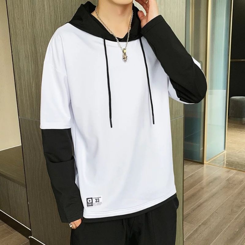 kaos Korea/kaos hoodie dobel layer kombinasi