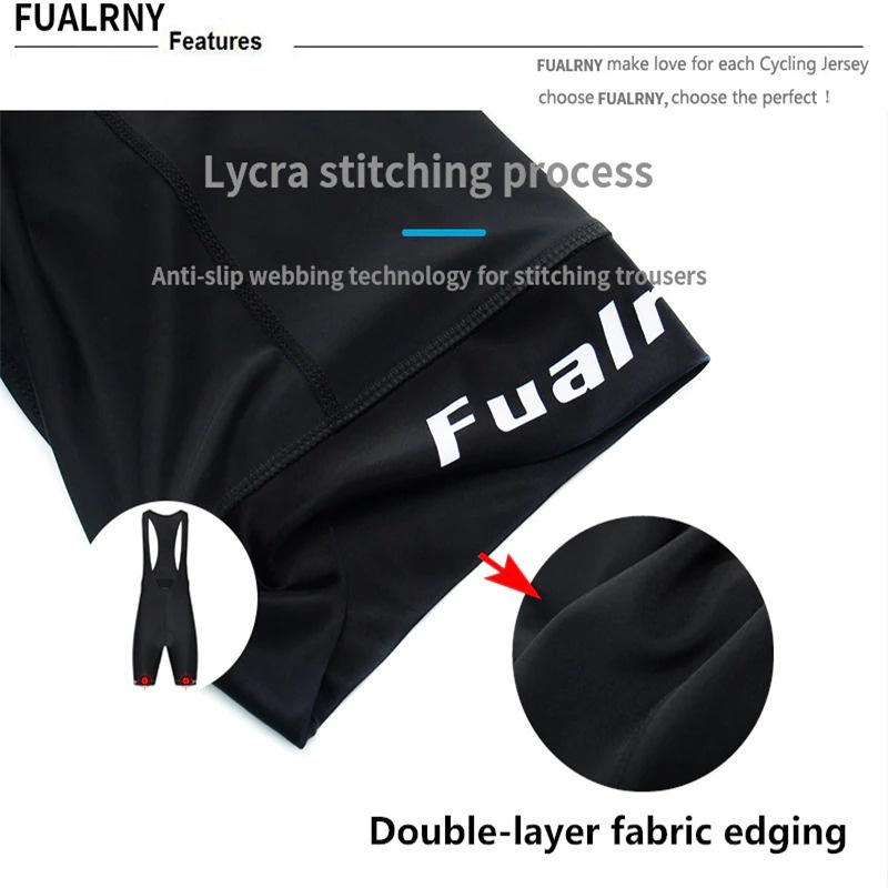 FUALRNY Pakaian Olahraga Sepeda Pria Cyling Bibs Breathable Tights Gel Padded - SRDK-01