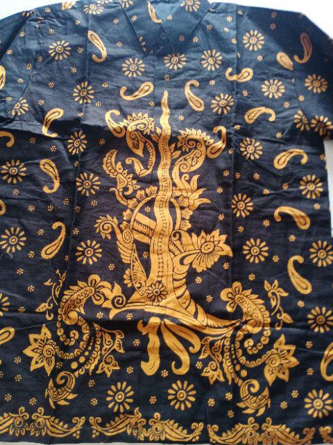 Batik Solo Keris Emas Kemeja Pria Katun Halus Lengan Panjang Full Furing