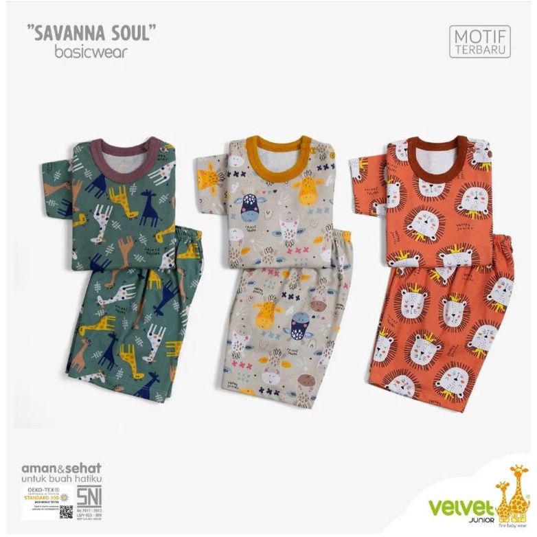 (VELVET JUNIOR) SETELAN PENDEK ukuran SML Baju Tidur Bayi Piyama