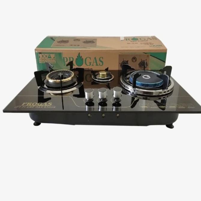 [ Progas ] Kompor Gas Kaca / Tanam Progas 3 Tungku - Mix Infrared