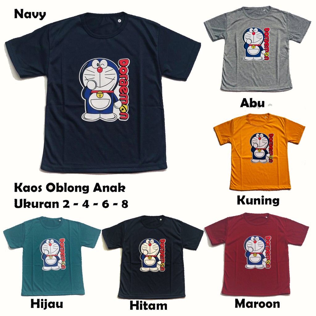 Kaos Oblong Anak Lengan Pendek Gambar Draemon | Ukuran 2-4-6-8