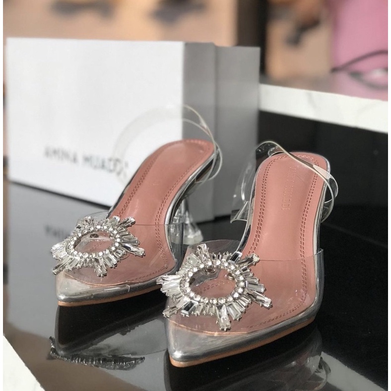 SEPATU WANITA AMINA MUADDI AMS001 AMS002 GLASS HEELS PREMIUM IMPORT