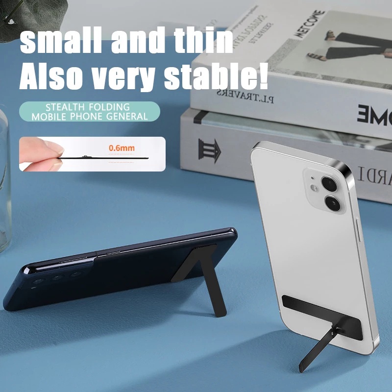 Stand Holder Handphone Universal 0.6mm Ultra Tipis Invisible Portable Bahan Metal