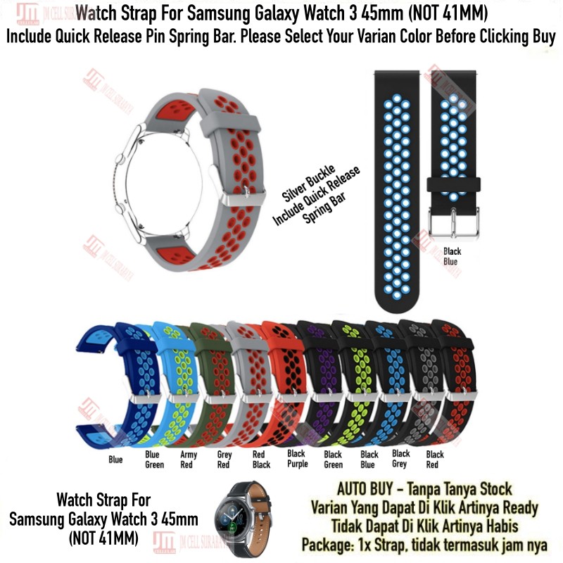 NSB Tali Jam 22mm Watch Strap Samsung Galaxy Watch 3 45mm (BUKAN 41mm) - Rubber Silikon