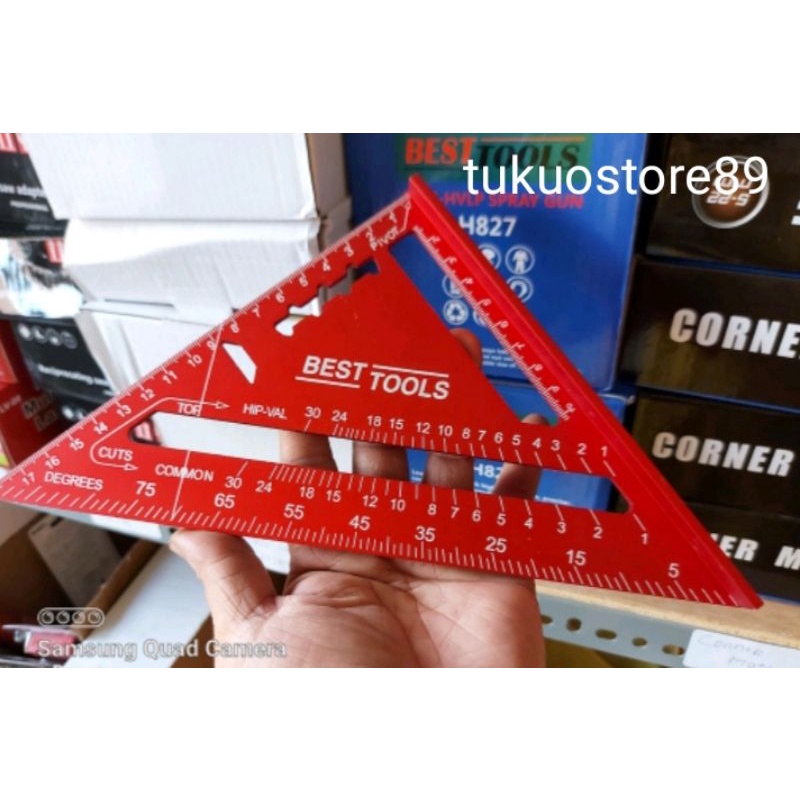 

penggris siku / pengaris sudut / speed square 7" premium / siku tukang multi fungsi woodworking triangle square MERAH