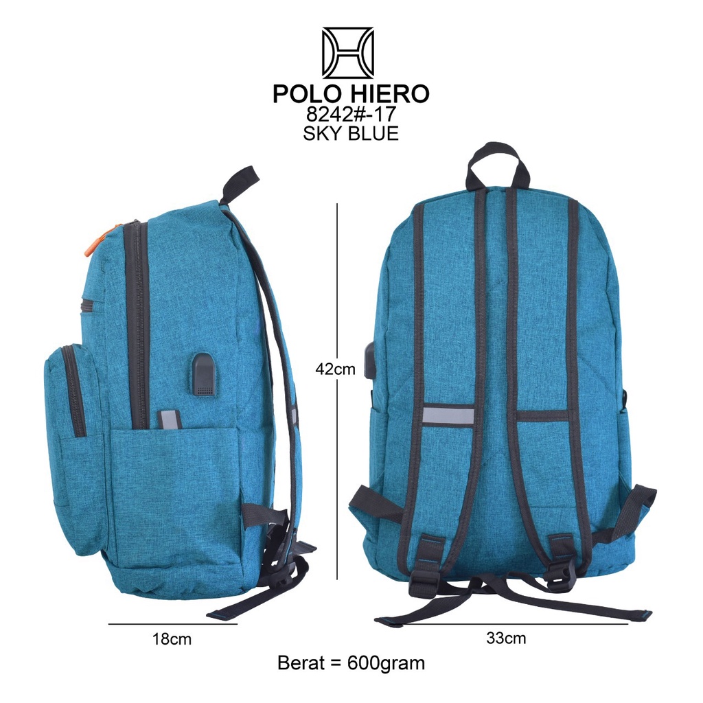 Tas Ransel Polo Hiero Ransel 8242 [Free Kabel USB,Free Rain Cover]