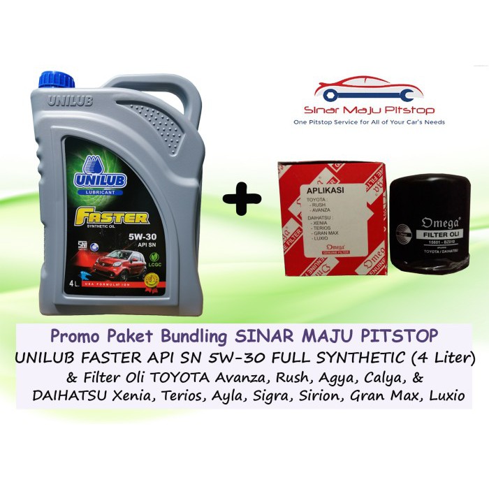 Paket Bundling Oli UNILUB FASTER 5W-30 SN 4 Liter & Filter Oli DAIHATSU XENIA & DAIHATSU TERIOS