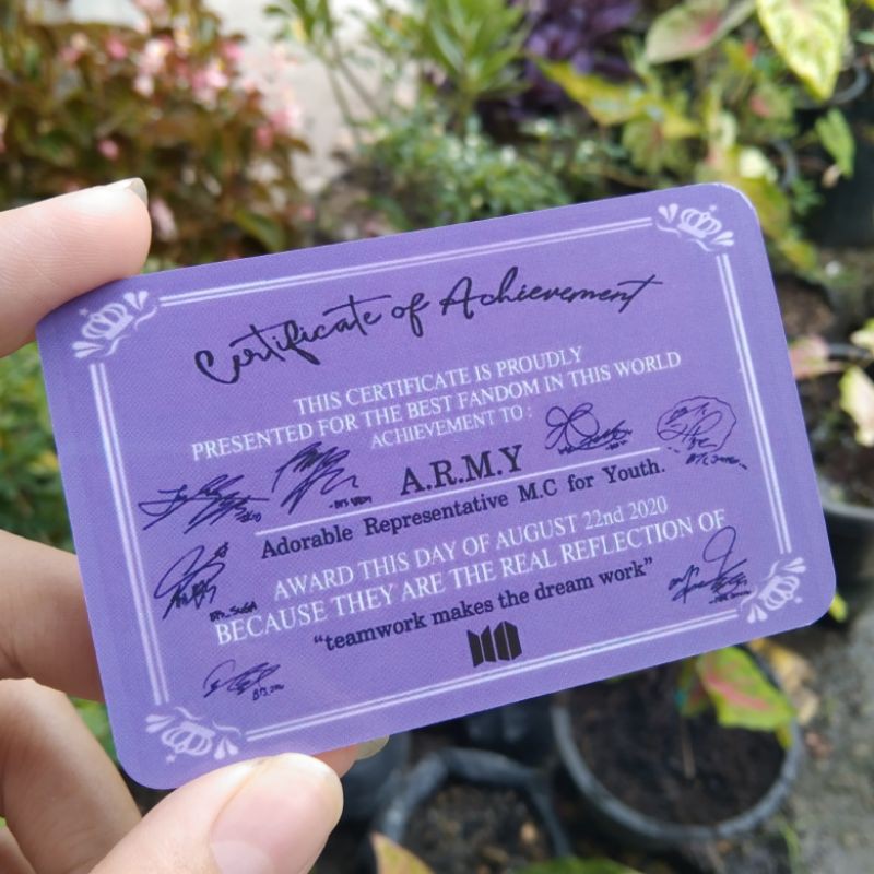 [Ready Stock] 4 Pcs Mini sertifikat Army BTS Kpop