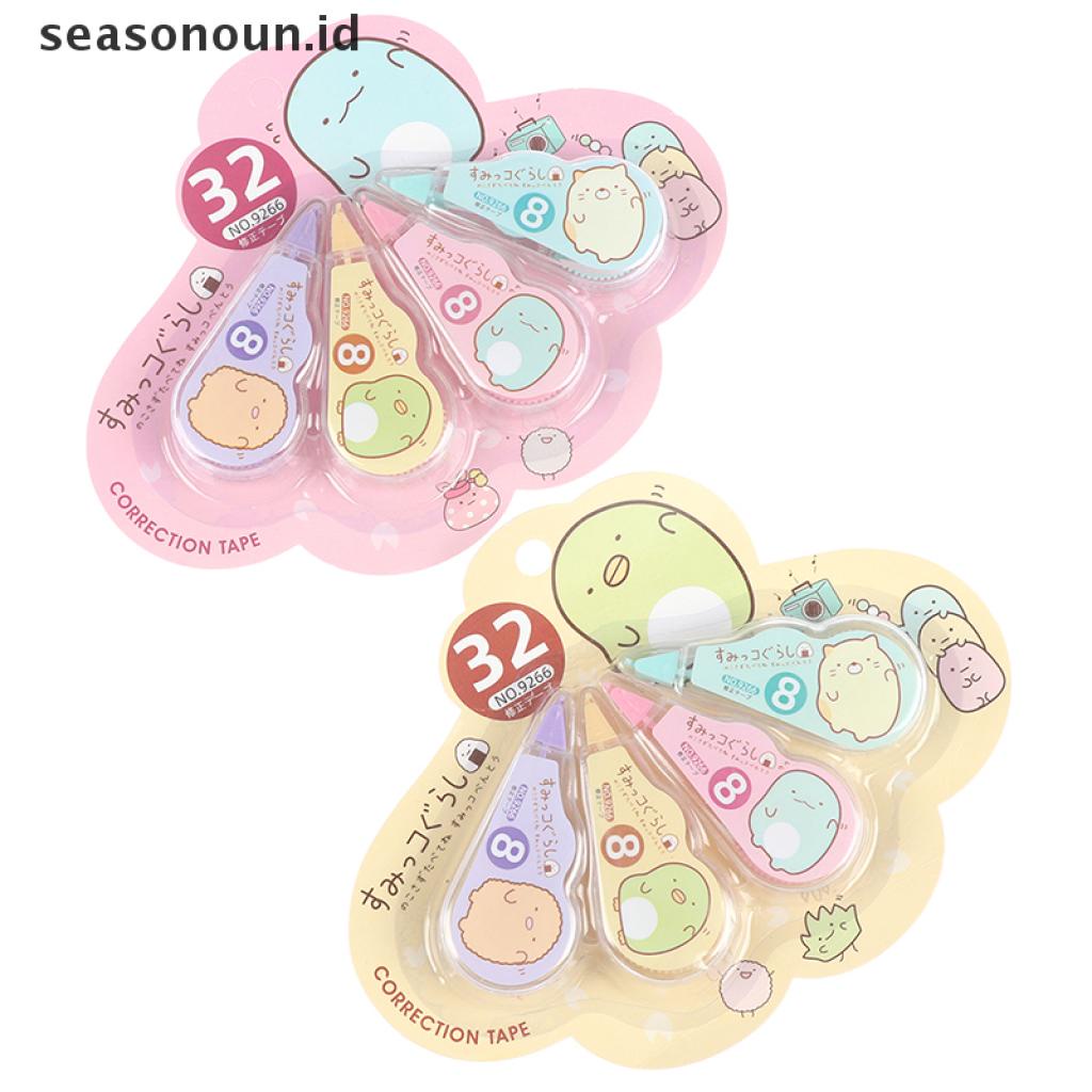 4pcs / Pak Correction Tape Warna Putih Untuk Stationery Sekolah / Kantor