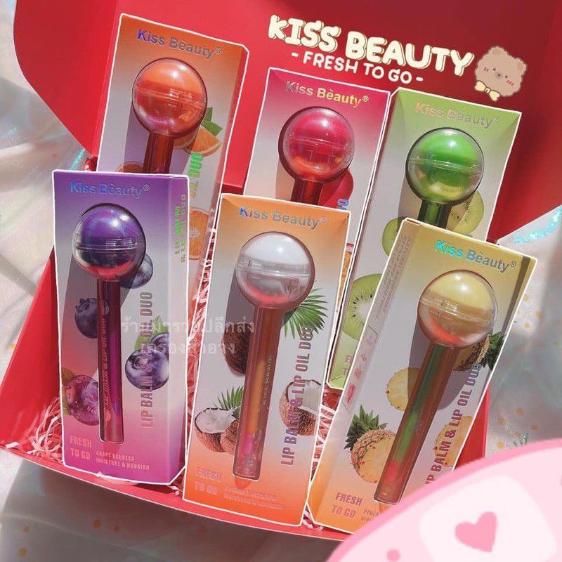 PROMO ECER LIP BALM &amp; LIP OIL 2IN1 KISS BEAUTY FRUIT FRESH NO.70194