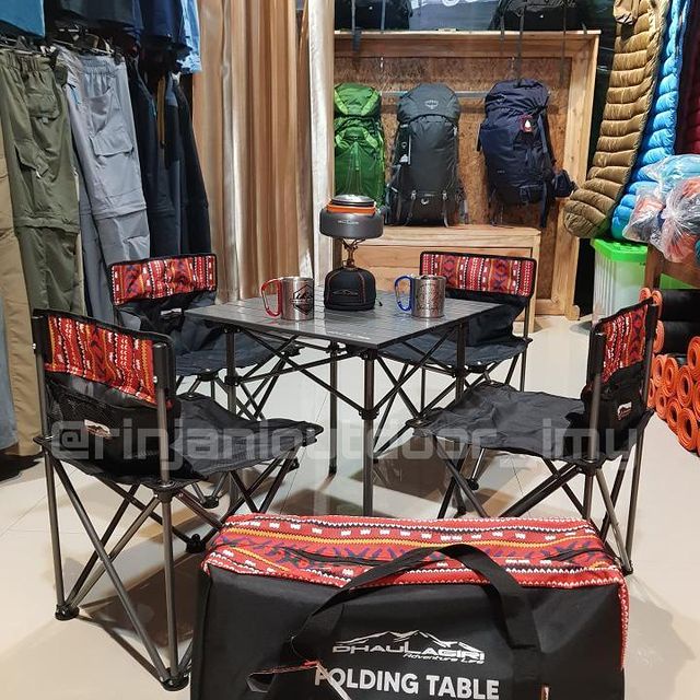 MEJA DAN KURSI LIPAT CAMPING DHAULAGIRI ORIGINAL FOLDING CHAIR 5 IN 1 CAMPING SET PORTABLE DHAULAGIR