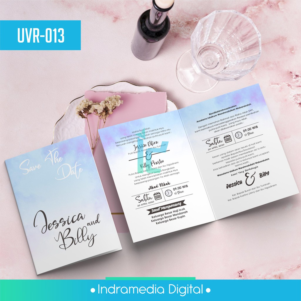 Undangan Pernikahan Tema Vintage / Rustic Custom Modern, Elegan, Unik Termurah - Kertas Tebal TIK 20