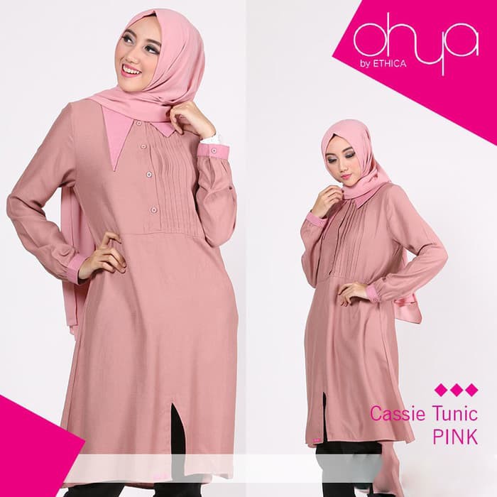 Tunik Ethica Terbaru Warna Pink Baju Gamis Modern TERBAIK