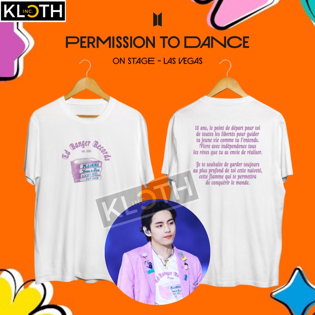 [PTD] Kaos BTS Taehyung Ed Banger Records Permission To Dance LAS VEGAS Concert Cotton 24s Premium Bisa Upgrade Lengan Panjang