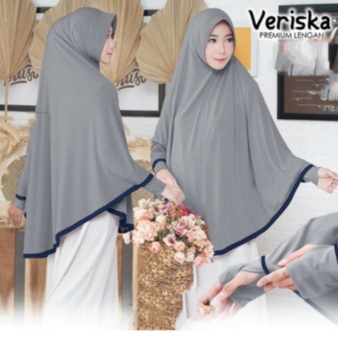 Jilbab Lengan Veriska Hijab Tangan List Jempol Khimar Jersey Polos Nisadkc