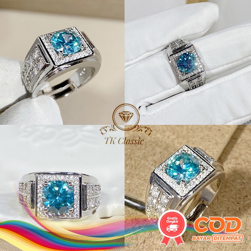 (BAYAR DITEMPAT) 925 Sterling Perak 925 Asli Berlian Pria Guru Batu Permata Cincin Xin Xin Xin
