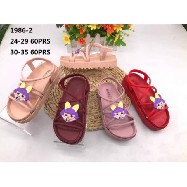 Sandal Anak Jelly Import 1986-3 Gladiator Balance motif Lucu 24-35 - Sandal Anak Perempuan Jelly