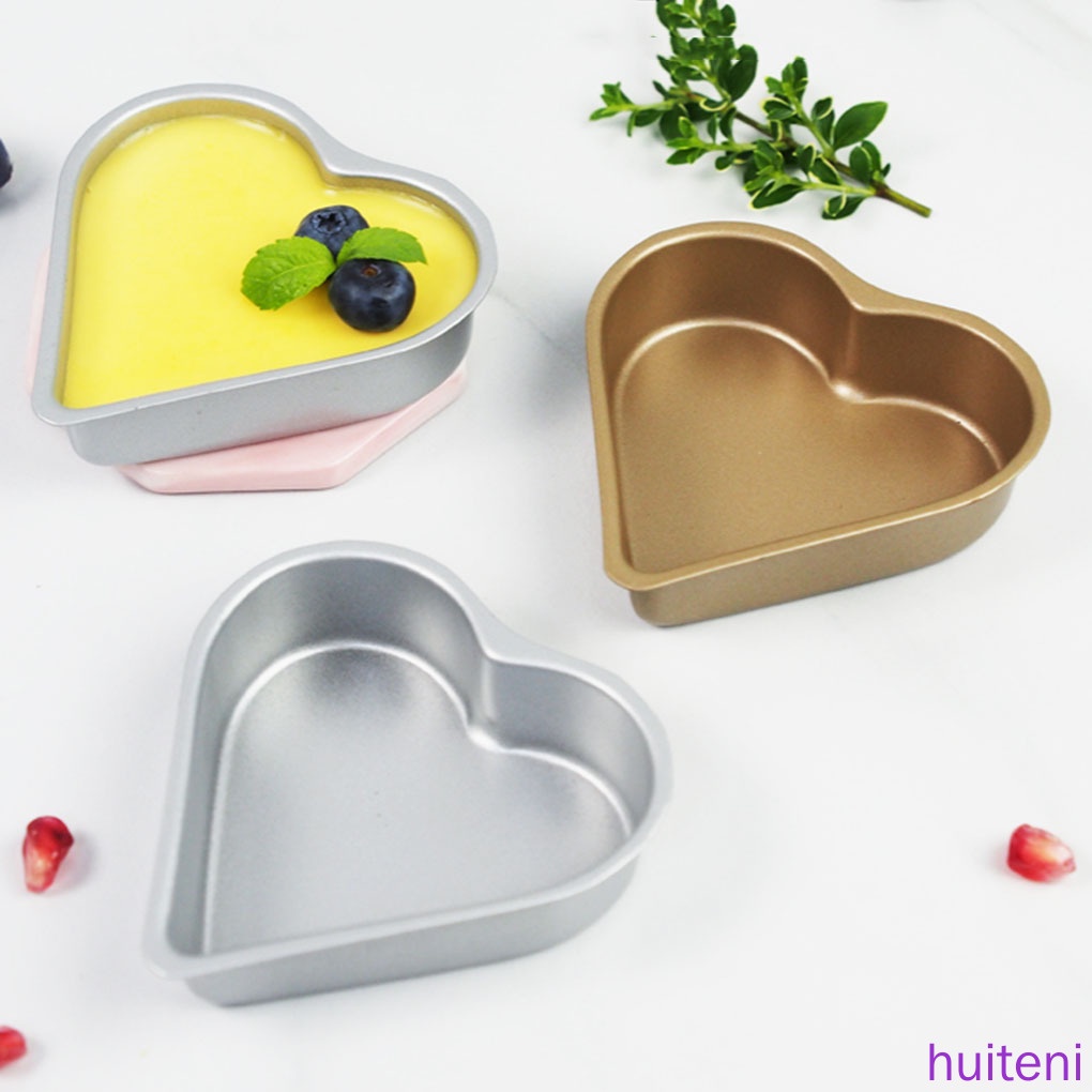 (Huite) Cetakan Puding / Jelly / Cupcake Bentuk Hati Bahan Carbon Steel Tahan Panas Anti Lengket