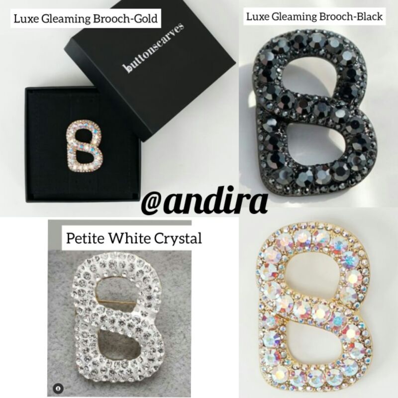 READY NEW BUTTONSCARVES brooch hematite Luxe Signature Gleaming THE LUXE BIG ROUND PEARL BROOCH