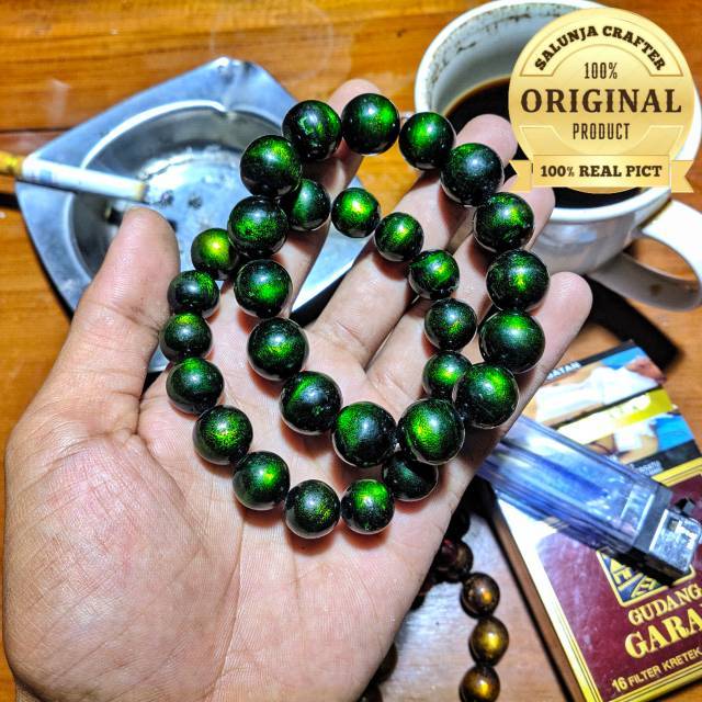 Gelang tasbih akar bahar hijau
