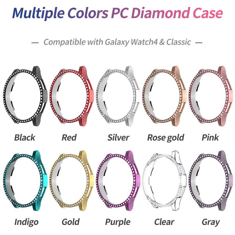 Case Bumper Pelindung Model Hollow Diamond Bahan PC Ukuran 40mm 44mm Untuk Samsung Galaxy Watch 4 classic 42mm 46mm