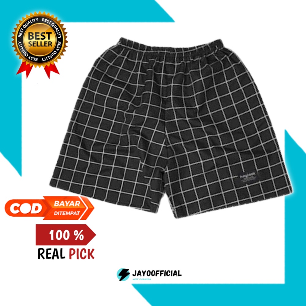 Celana Pendek Pria Wanita boxer Hitam Cowok Korea Tidur Motif Kotak Kotak pantai Distro Santai Volco