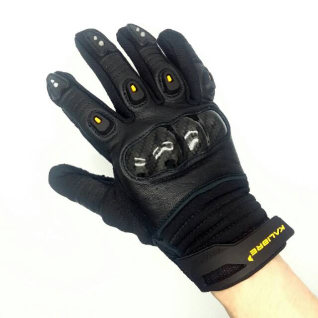 KALIBRE 994031-000 Sarung Tangan Motor Kulit Leather Gloves Glove Padding full jari Hitam