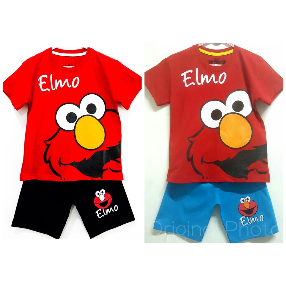 Setelan Baju 1 10 Tahun Elmo Kaos Karakter Anak Cowok Laki Laki Kartun Murah Lucu Santai