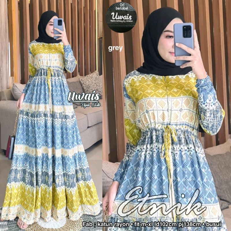 Gamis Muslim Rayon ETNIK DRESS ORI UWAIS HIJAB SOLO