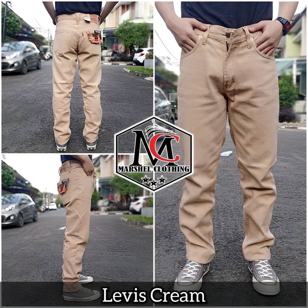 RCL - Celana Jeans Lepis Standar Pria Cowok Original Panjang Regguller Warna Cream Krem Hitam Biru Muda Dongker