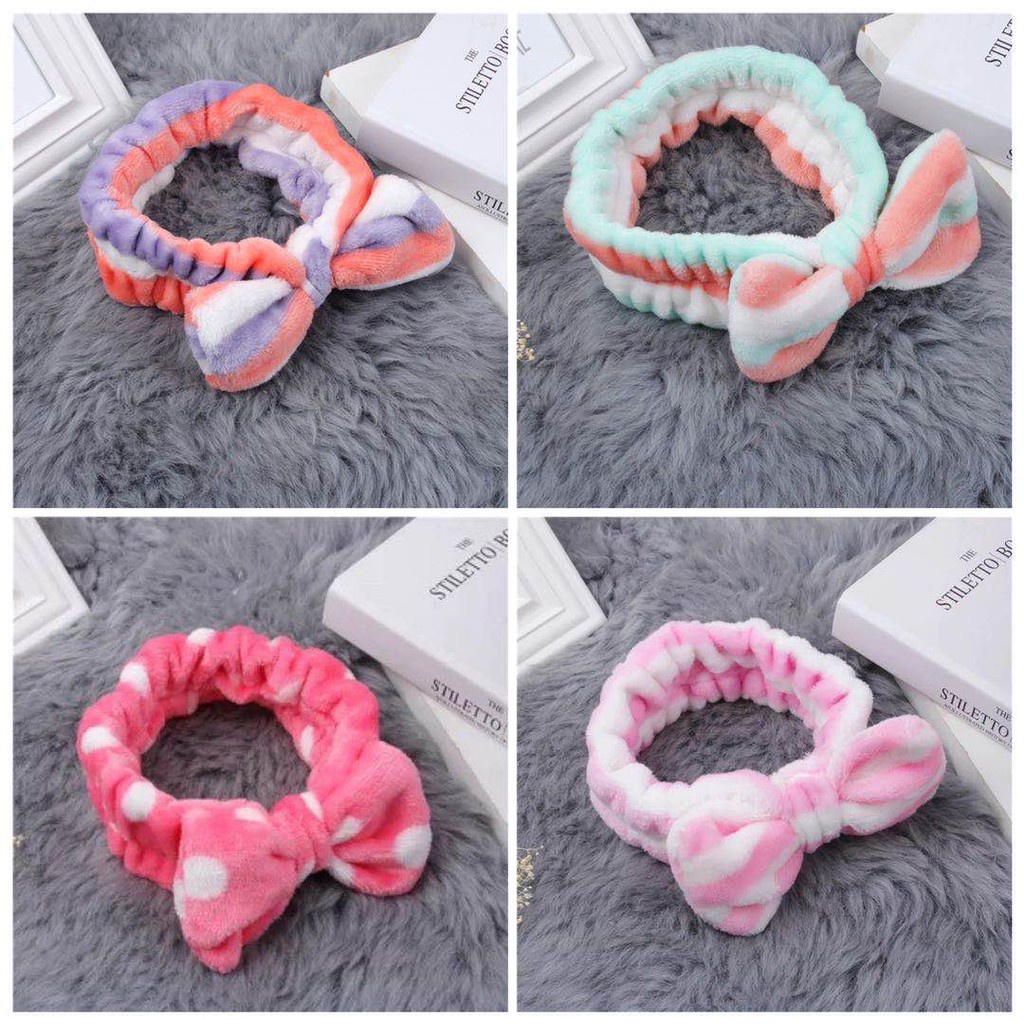 Bandana Bando Rambut Motif Pita Bando Rambut Mandi Gaya Korea Bando Fashion Wanita Import