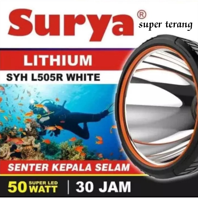 SENTER NELAYAN 50 watt super terangsenter kepala anti air jarak jauh 2000 meter SENTER Surya Senter 