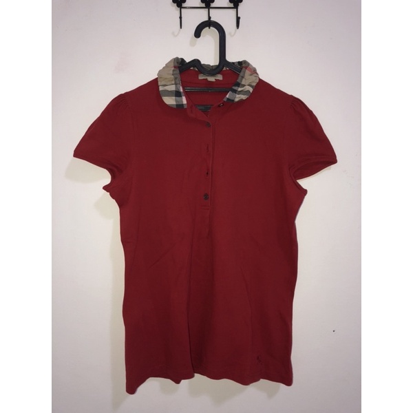 Polo Shirt / Kaos Polo Merah Merk Burberry Original 100% Preloved