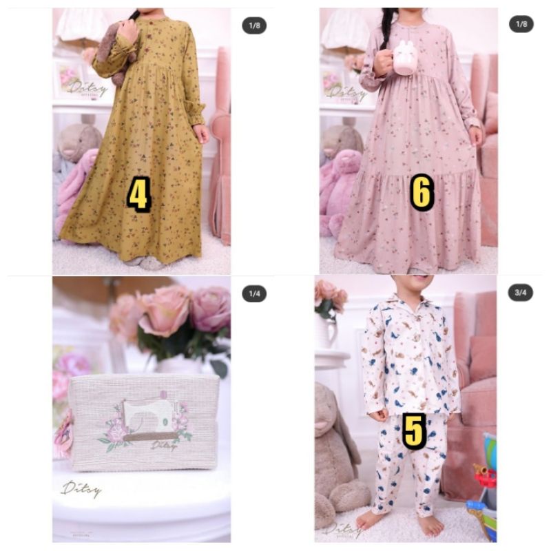 (SIAP KIRIM) LIL MAVIS GREENISH 4 LIL NAVYA DUSTYPINK 6 LIL WHALE PAJAMAS 5 POUCH MAKEUP DITSY BY DI