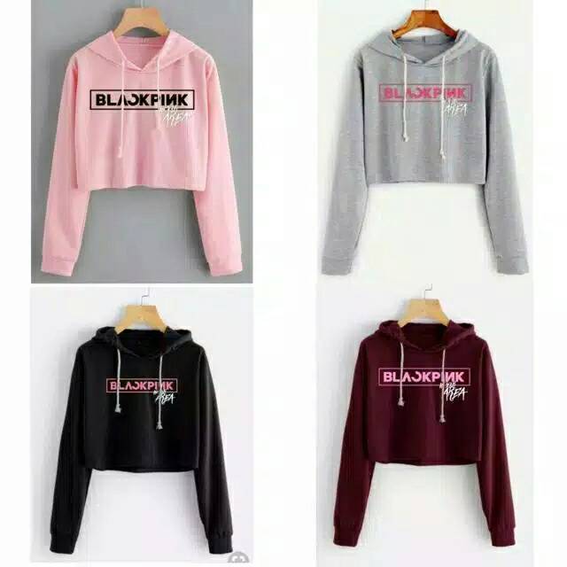 SWEATER CROP HOODIE BLACKPINK