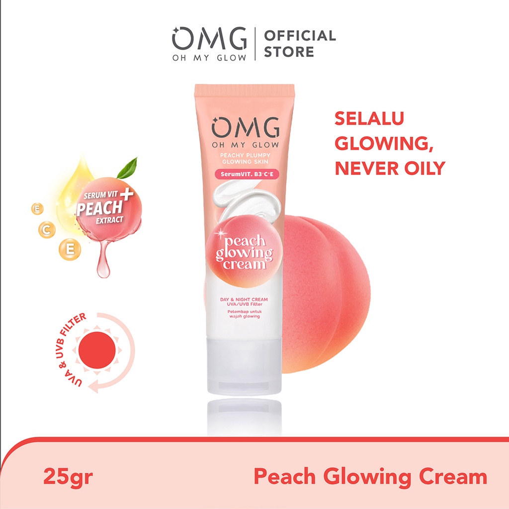 OMG Oh My Glow Skin Care SERIES Peach Glowing Edition Glam Face Wash / Cream / Toner