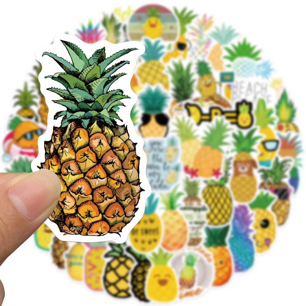 50pcs Stiker Kartun Nanas Lucu Anti Air Untuk Dekorasi Laptop