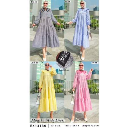Midi Dress Crinkle Kotak Bordir/ Magika Midi Dress by Extu