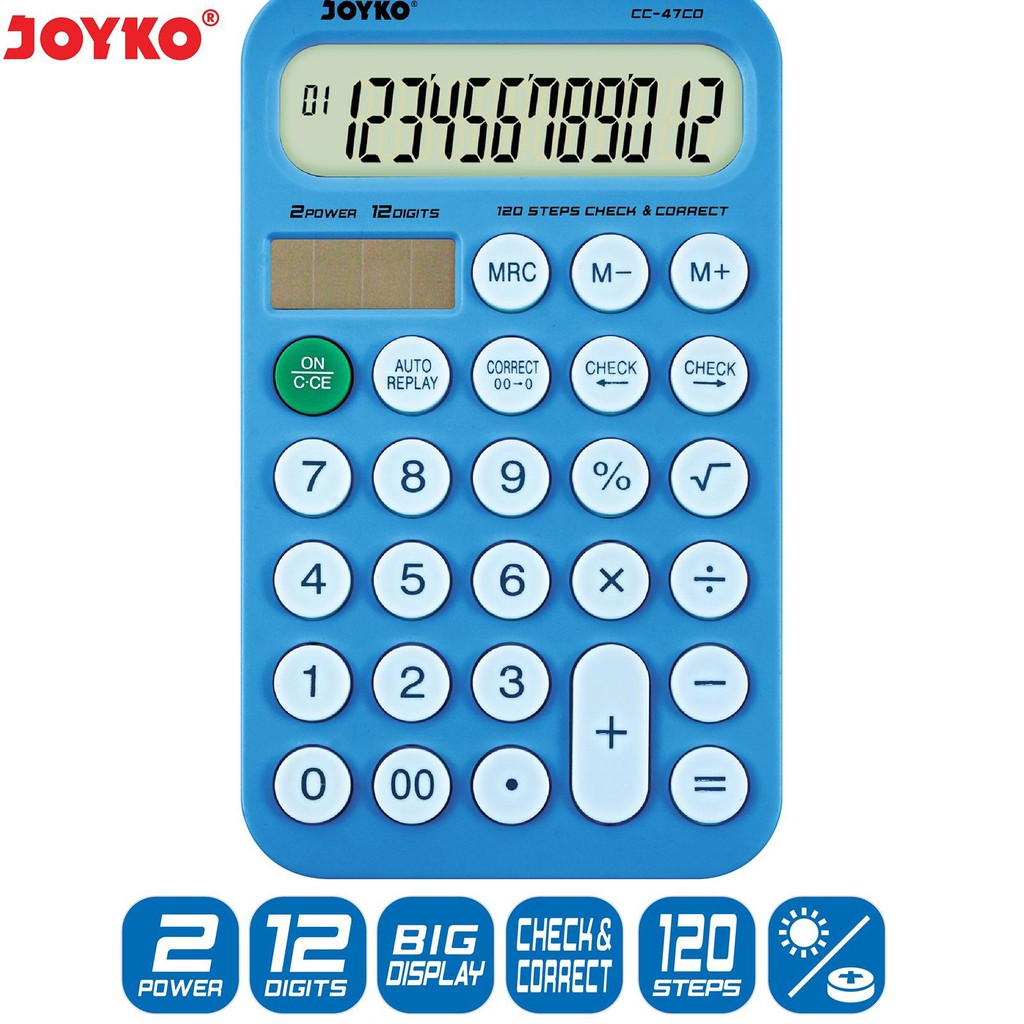 

Calculator Kalkulator Joyko CC-47CO Blue 12 Digits Check Correct (ART. N05)
