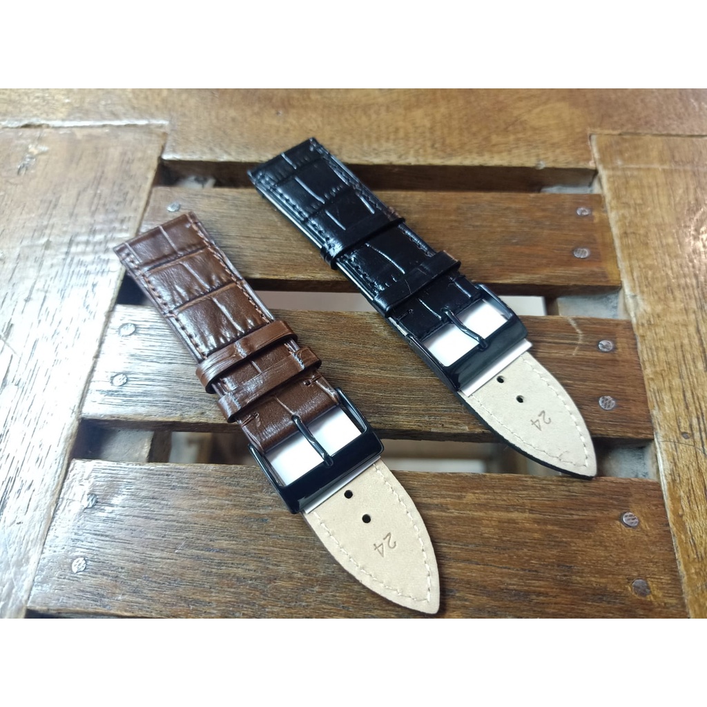 Tali Jam Tangan Kulit Motif Polos, Strap Jam Kulit Motif Polos