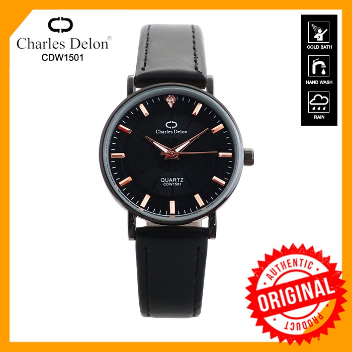 Jam Tangan Wanita Watch Kulit Anti Air Box Original Charles Delon CDW 1501